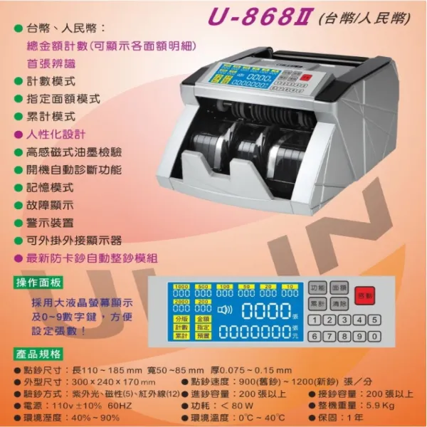 《2-3》UIPIN U-868II 驗鈔機 (台幣/人民幣)_201